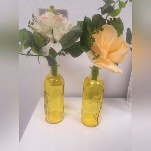 Farmhouse  Modern Vase and Flower set - 2pc - New